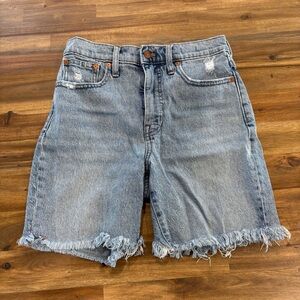 Madewell Blue Frayed Jean Shorts